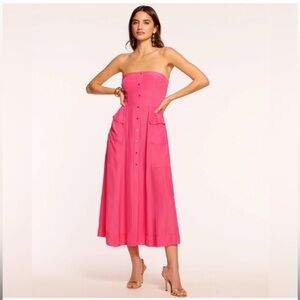 Ramy Brook Blair Strapless Smocked Midi
Dress *NWT*